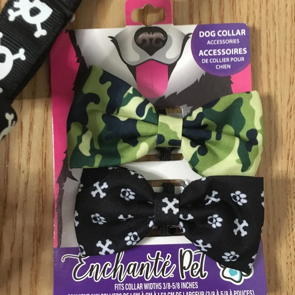 Bundle of 4 Doggie Harness 3/4” Leash 60” Long & 2 Collar Bowties Fits 3/8-5/8”